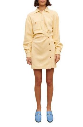 Maje Rillo Asymmetric Long Sleeve Tweed Shirtdress in Jaune Pale at Nordstrom Rack, Size 4 (Fits Like 10 Us) / 42 Eu