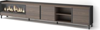 Skraut Home Skraut Home - Mueble Tv, Televisi&oacute;n, Muebles De Sal&oacute;n, Almacenaje, 315x35x61cm, Para Tv Hasta 80, Chimenea El&eacute;ctrica Xxl, Dise&ntilde;o Industrial, Estilo Mo