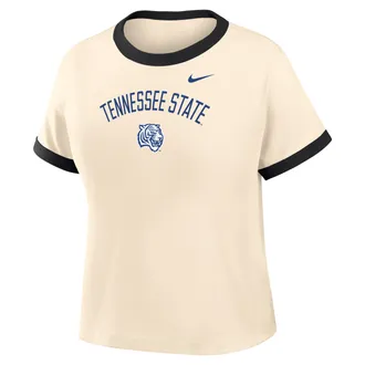Nike Womens College (Tennessee State University) Cropped Ringer T-Shirt in Brown | ZW04N9TESU26-NAB