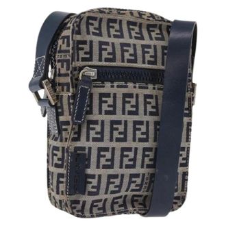Fendi Pre-owned Vintage Zucchino Canvas Shoulder Bag - Dames - Pre-owned - Blauw - Maat: ONE Size Leer