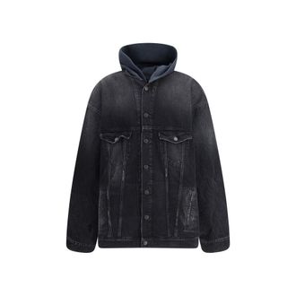 Balenciaga Black Cotton Denim Mens Jacket