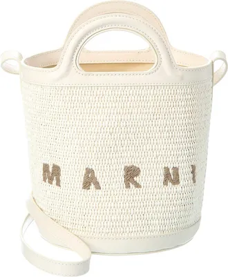 Marni Tropicalia Small Leather-Trim Bucket Bag