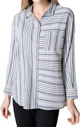 Habitat Striped Textured Button-Front Shirt In Iron