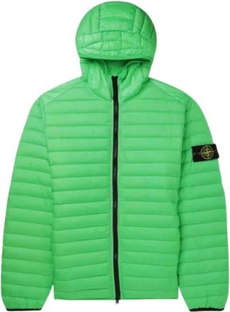 Stone Island Lichtgroene Gewatteerde Jas met Capuchon - Heren - Gewatteerde jassen - Groen - S - Nylon - Jassen