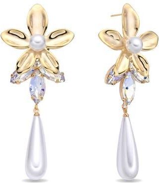 Eye Candy Los Angeles Tatiana Floral Faux Pearl Drop Earrings in Gold at Nordstrom Rack
