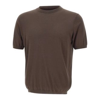 KANGRA Round-neck Knitwear, male, Brown, Size: 4XL Short-sleeve Crewneck Sweater