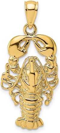 Diamond2Deal 10k Yellow Gold 2-D Textured Maine Lobster Charm Pendant