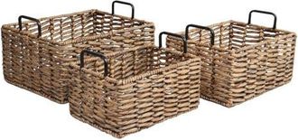 Happimess Handwoven Water Hyacinth Nesting Storage Baskets with Metal Handles in Brown at Nordstrom