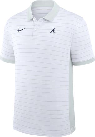 Nike Atlanta Braves Authentic Collection Striped Victory Nike Mens Dri-FIT MLB Polo in White | 03BG0GJCAW-P81