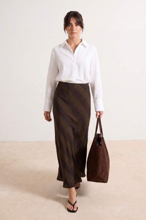 Trendyol Modest Dames Kaki Geruit Maxi Kokerrok- rok Zeemeermin Modest Rokken