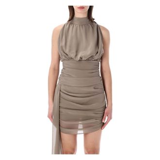 Rotate ROTATE Birger Christensen, Short Dresses, female, Beige, Size: S Ruced TOP