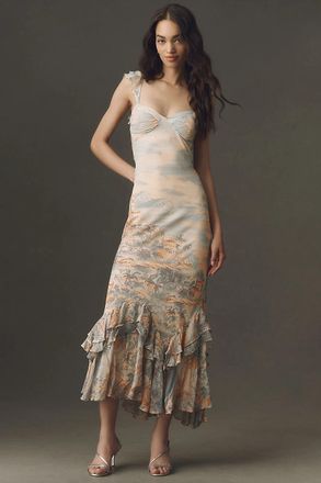 BHLDN Chiffon Ruffle Maxi Dress