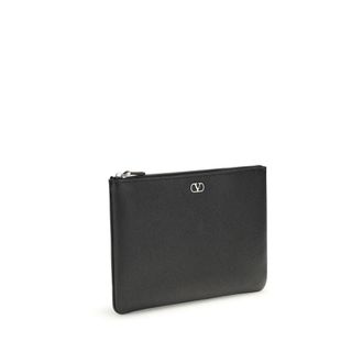 Valentino Garavani Calf Leather Card Case - Black