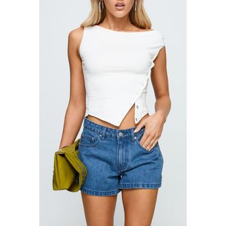 Princess Polly Saratoga Low Rise Relaxed Denim Shorts in Mid Blue Wash at Nordstrom, Size 12