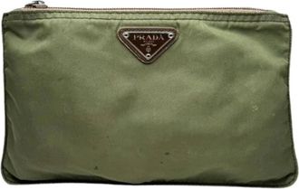 Prada Pre-owned Clutches, female, Green, Size: ONE SIZE Pre-owned Vintage Fabric Clutch