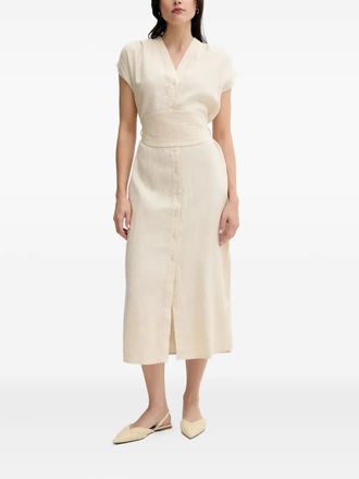 Pedro del Hierro button-front belted midi dress - Neutrals