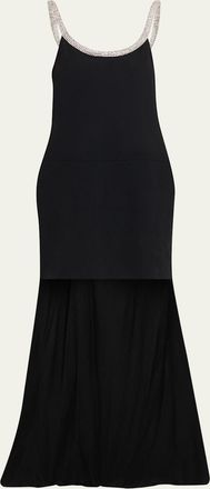 Tom Ford Crystal Sleeveless Grain De Poudre High-Low Gown