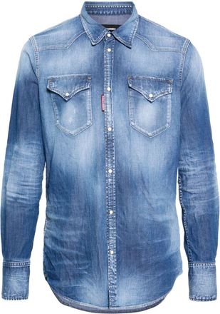 Dsquared2 stonewashed denim shirt - men - Elastane/Cotton - 48 - Blue