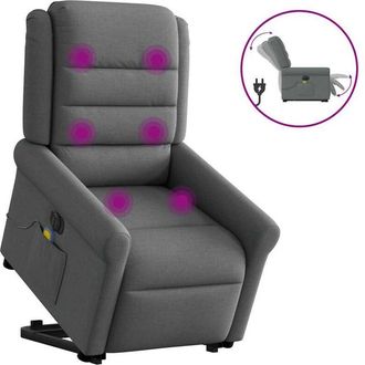 vidaXL Vidaxl - Sill&oacute;n De Masaje El&eacute;ctrico Reclinable Elevable Tela Gris Oscuro