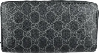 Gucci Black Coated Canvas Long Wallet (Bi-Fold) (Pre-Owned)