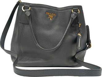 Prada Prada Vitello Daino draagtas van zwart leer