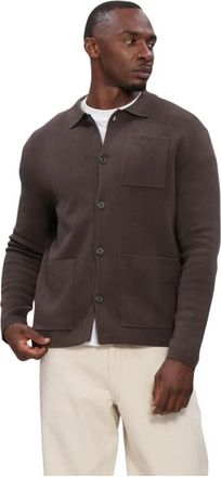 Selected Slmmike Light Polo Cardigan - Heren - Jassen - Bruin - Maat: S Zijde