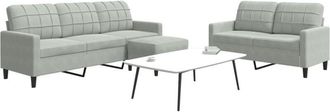 vidaXL Vidaxl - Juego De Sof&aacute;s Con Cojines 3 Piezas Terciopelo Gris Claro