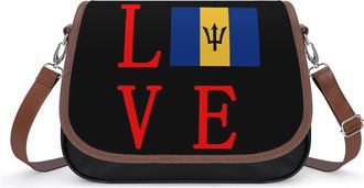 Generic Love Barbados Flag Small Womens Crossbody Bags Shoulder Handbag with Adjustable Strap for Travel