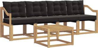 vidaXL Conjunto De Sof&aacute;s De Exterior 5 Uds. Blanco Y Negro Vidaxl