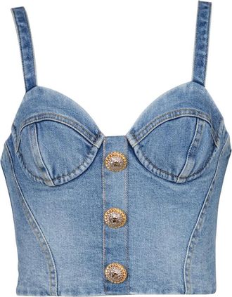 Balmain Mujer, Camisetas, Azul, Talla: M