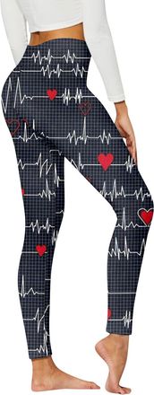 Generic Womens Casual Pants Heart Print Sports Leggings Workout Leggings for Women High Waist Pack