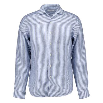 Eton Casual Shirts, male, Blue, Size: 2XL Striped Linen Shirt