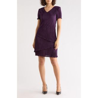 Connected Pliss&eacute; Tiered Dress in Aubergine at Nordstrom Rack, Size 10