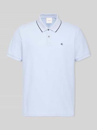 Calvin Klein Poloshirt mit Logo Stitching aus reiner Baumwolle in Sky, Gr&ouml;&szlig;e XXL