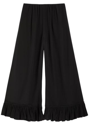 Chlo&eacute; Frill Silk-georgette Culottes - Black - 34 (UK6 / XS)