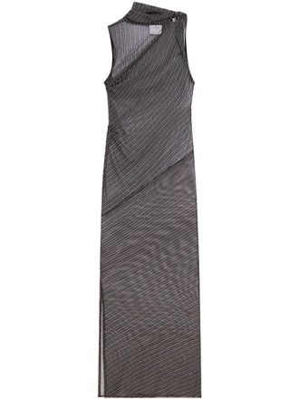 Courr&egrave;ges Midi Dress with Sheer Diagonal Stripe