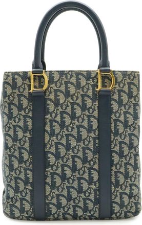 Dior Navy Leather Handbag Tote Bag (Pre-Owned)