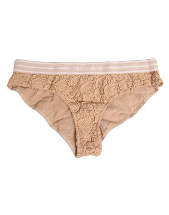 Dolce & Gabbana Womens Beige Lace Nylon High Waist Panty Underwear Clothing