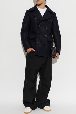 Dsquared2 Short Double-breasted Coat, Mens, Navy Blue
