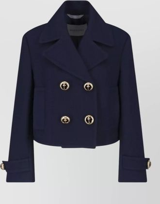 Balenciaga wool textured cropped double-breasted peacoat