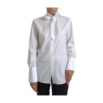 Dolce & Gabbana Overhemden, Dames, Wit, S, Katoen, Elegante Wit Katoenen Shirt met Lange Mouwen