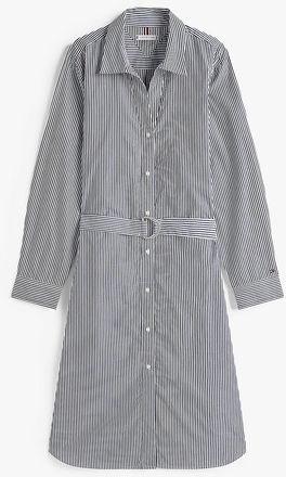 Tommy Hilfiger Womens Relaxed Fit Belted Poplin Shirtdress - Blue - 10