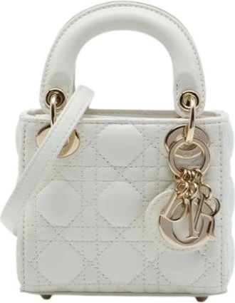 Dior Pre-owned Micro Lady Mini Bag - Dames - Vintage Mini Tas - Wit - ONE Size - Leer - Vintage