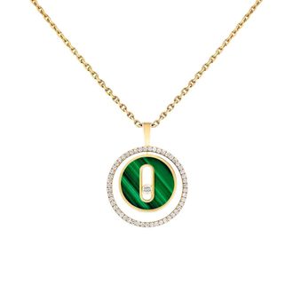 Messika Lucky Move 18k Yellow Gold Diamond Malachite Necklace
