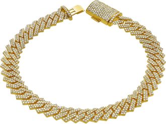LuvMyJewelry Diamond Link Cuban Bracelet in 10K Gold - 4.7 to 5.4ct