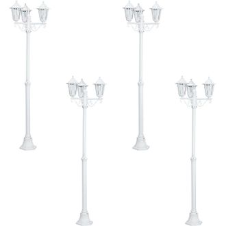 Loops 4 PACK IP44 Outdoor Bollard Light White Aluminium Lantern 3 Arm 60W E27 Post