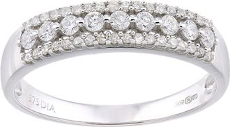 Jewelco London 9ct White Gold 1/3ct Diamond 3 Row Graduated Half Eternity Ring - PR1AXL2271W