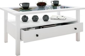 ebuy24 Ebuy24 - Mesa lateral de madera vcm con vidrio de seguridad esg Mesa de centro simple Dimensiones aprox. al. 42 x an. 90 x p. 54 cm Mesa de salón con