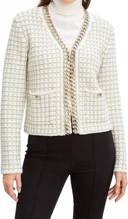 Elie Tahari The Trista Chain Cardigan In Ivory