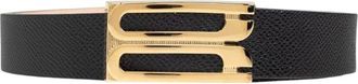 Victoria Beckham Black Textured Buckle Belt